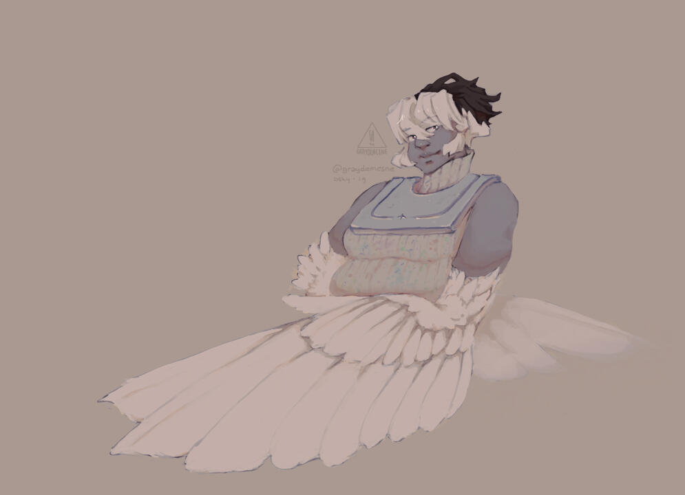 Half body illustration.